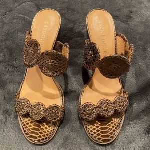 JACK ROGERS Lauren Slide Sandal In Bronze Leather.